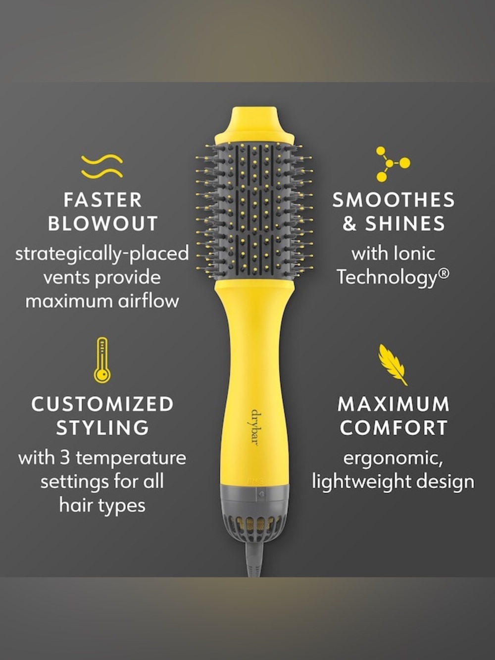 Drybar Double Shot Blow-Dryer Brush with Yellow Accents - Picture 6 of 15